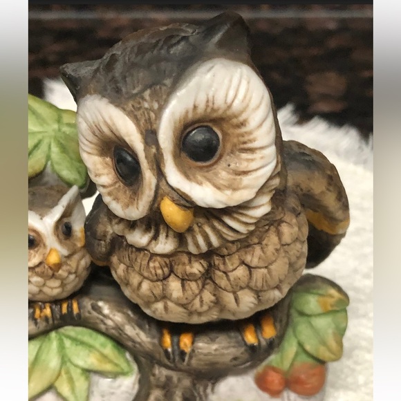 Screech Owl Family Porcelain Figurine from Homco Vintage 1970s - Picture 2 of 5